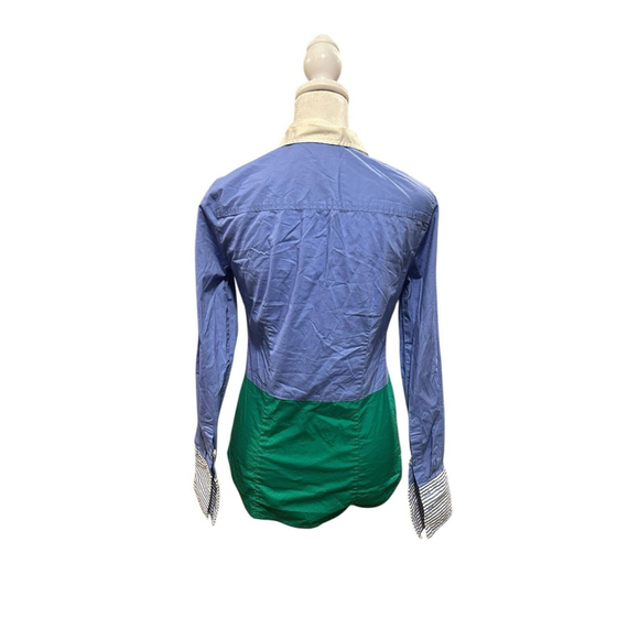 Haberdashery for J. Crew Blue Color Block Shirt Blouse Sz XXS - Picture 2 of 4